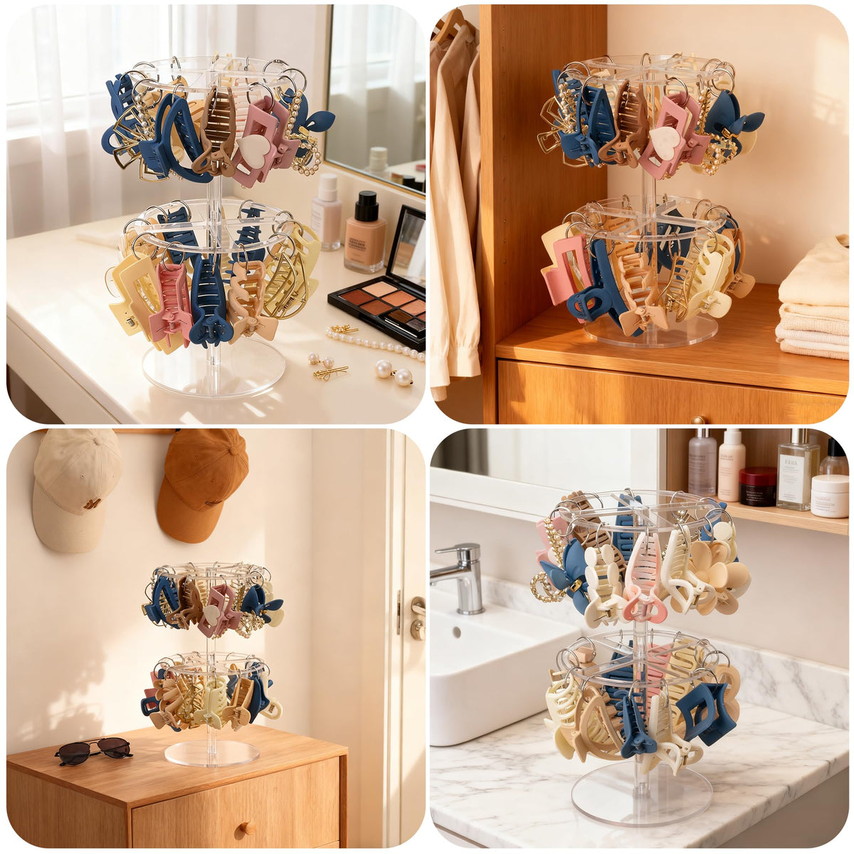 QUPIVA space-saving hair clip holder on dresser for tidy spaces