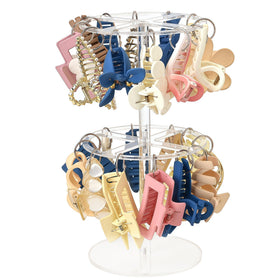 QUPIVA two-tier acrylic claw clip organizer front view for easy access