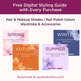 Qurated Colors 12-subseason palette cards organized for easy color comparison.