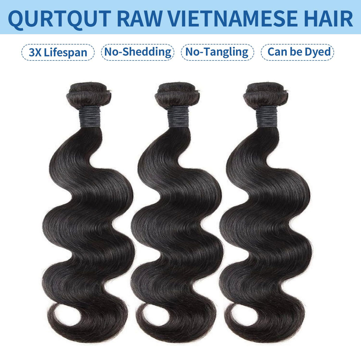 QURTQUT 20-inch raw hair bundles add fullness and natural movement.
