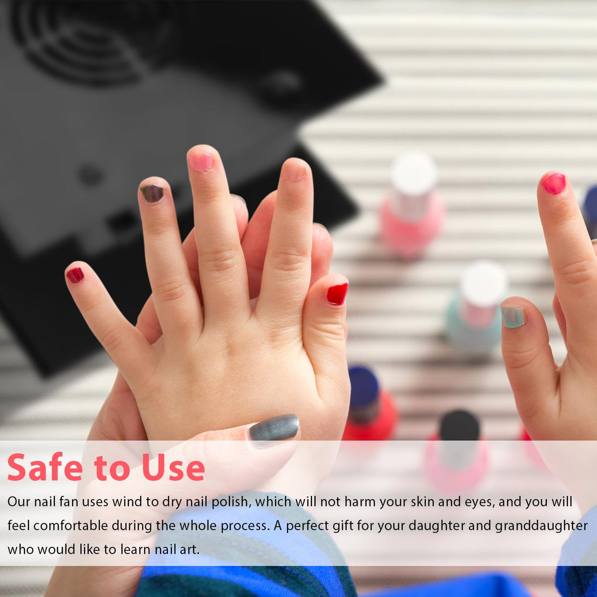 QUTUNI nail dryer cool air mode provides comfortable nail drying in any season.