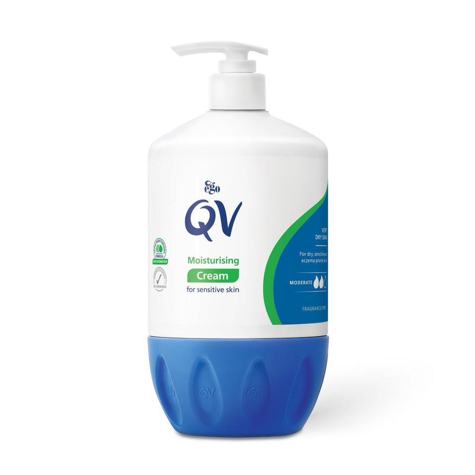 QV Cream 10% glycerin bottle demonstrates deep hydration for dry skin