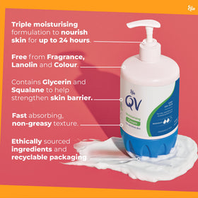QV Cream used after showering to refresh and hydrate hands and skin