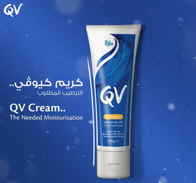QV Cream application on elbows showing long-lasting moisture barrier.