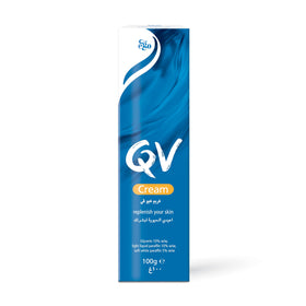 QV Cream tube front view for deep hydration of dry skin.