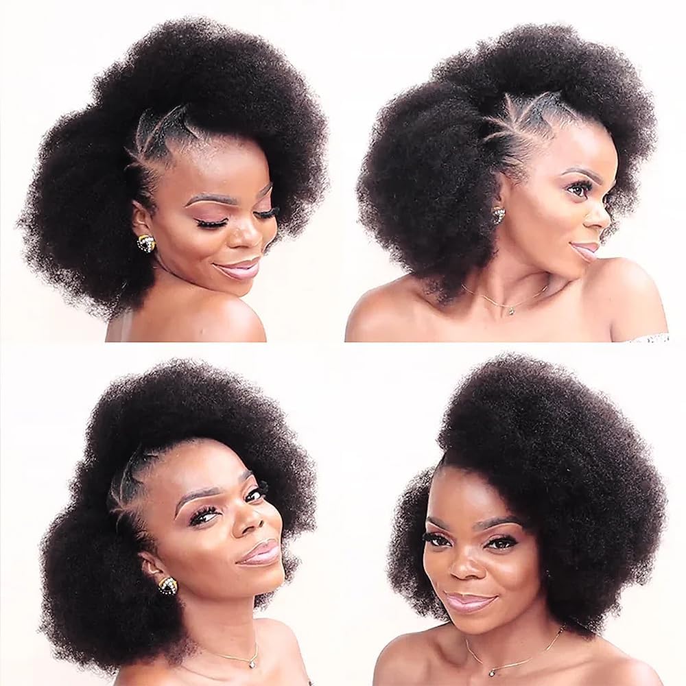 QVR Afro kinky bulk hair closeup texture showing natural curls and softness