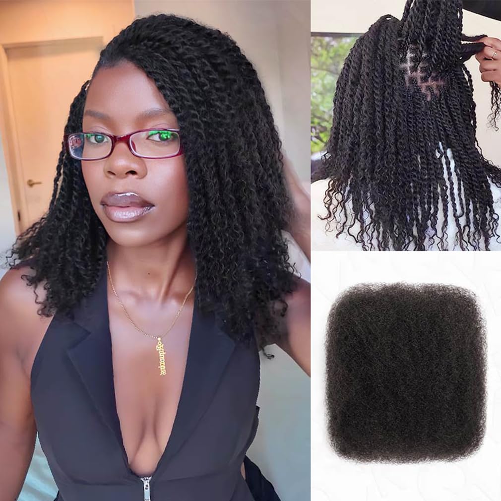 QVR Afro Kinky hair 20in natural black for seamless dreadlock extensions.