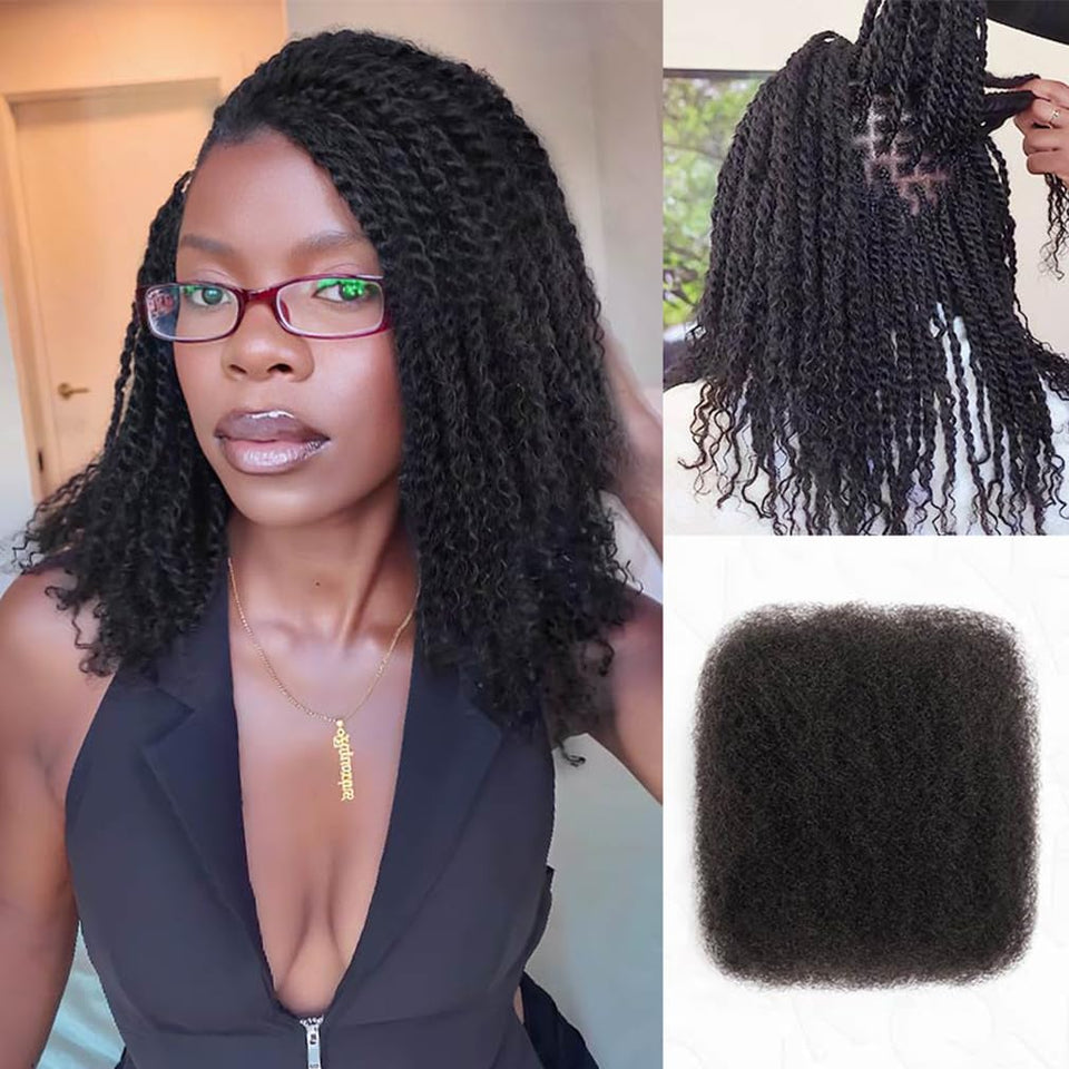 QVR Afro Kinky hair 20in natural black for seamless dreadlock extensions.
