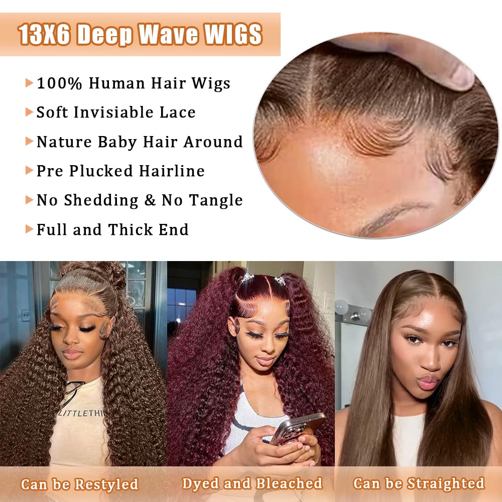 QWedafy 13x6 lace front wig showing seamless knot bleachable options.