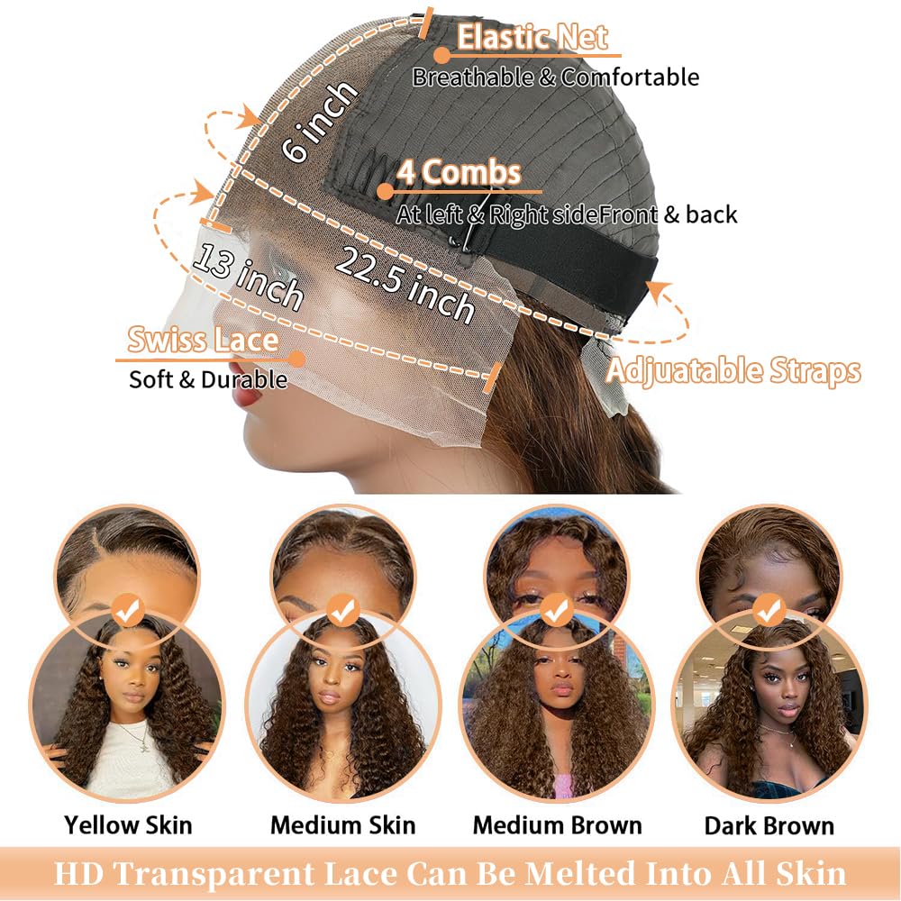 QWedafy brown human hair wig in 30 inches for dramatic length and fullness.
