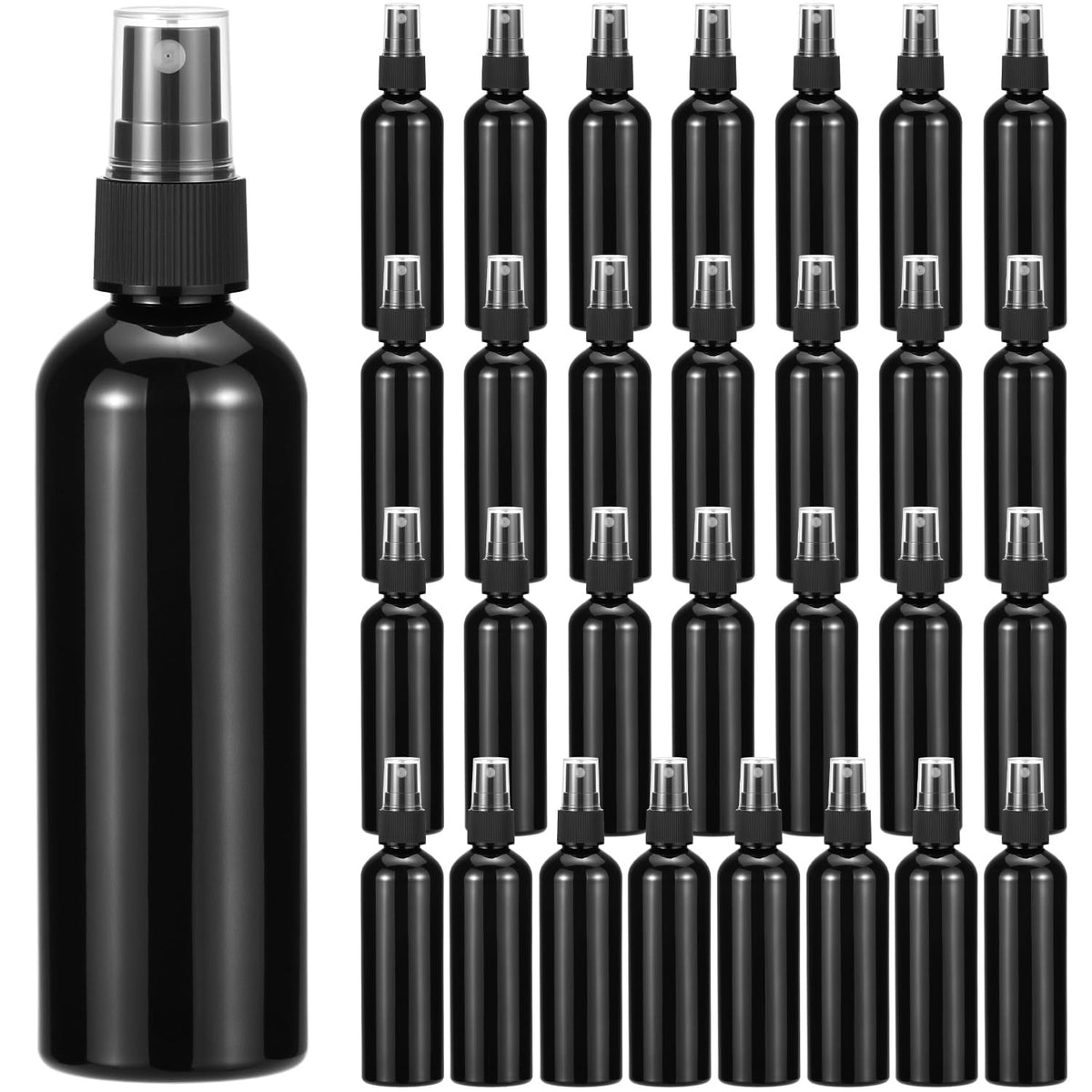 QWORK black 4 oz spray bottle pack, front view for easy handling and refilling