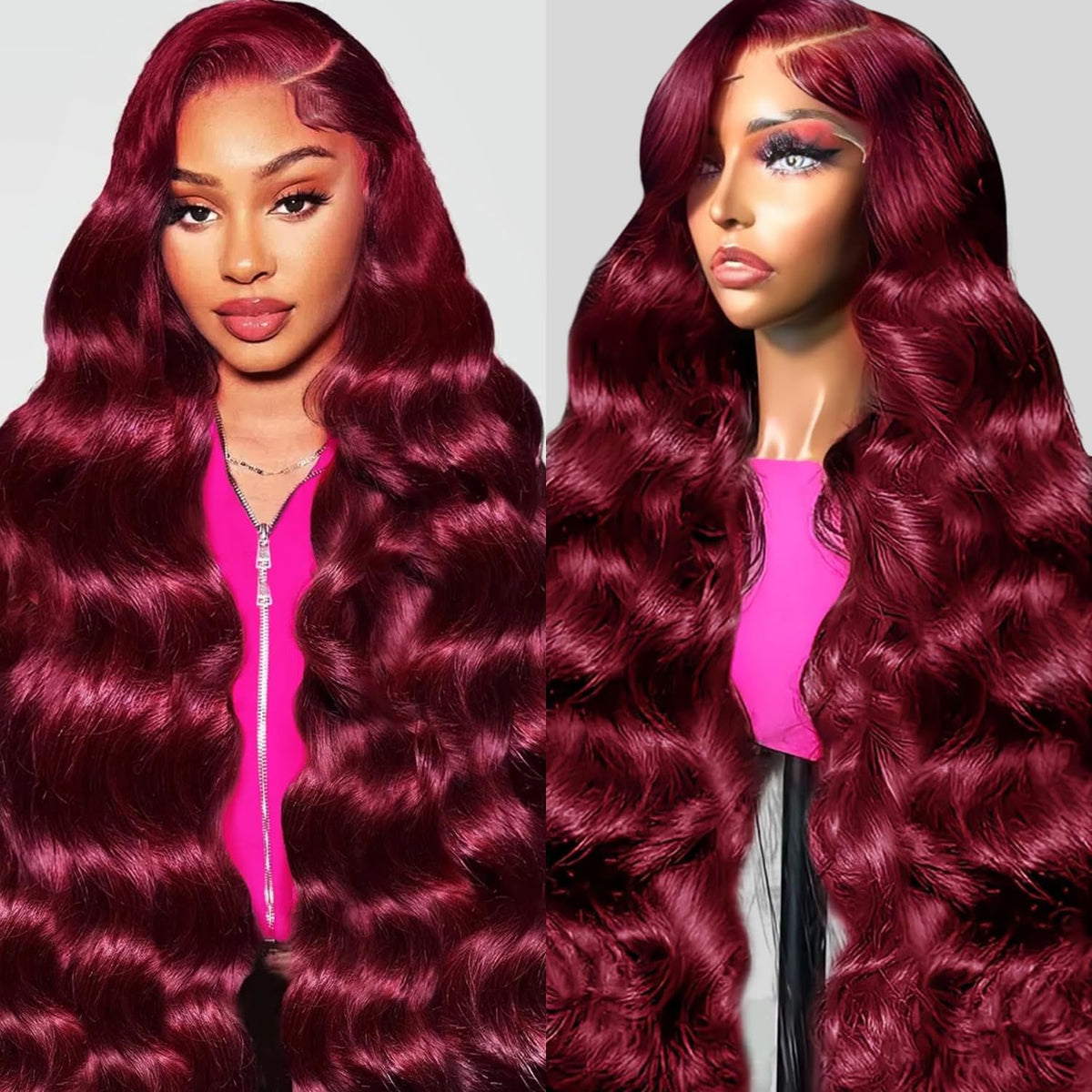 QZOQZO 99J burgundy lace-front wig 13x6 with natural-looking front hairline