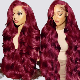 QZOQZO burgundy wig ready for dye, curling, and straightening