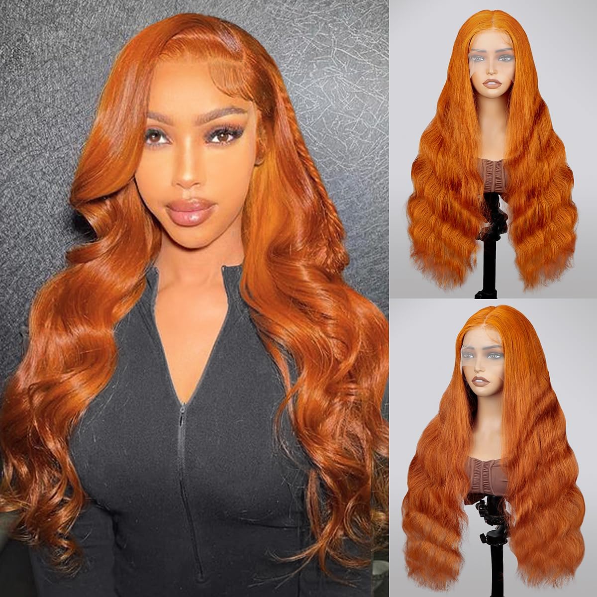 QZOQZO Ginger lace-front wig close-up showing baby hairs for realism