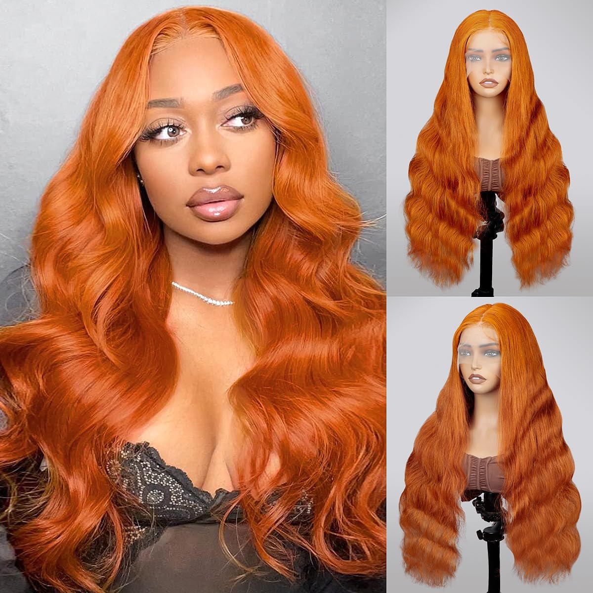 QZOQZO orange ginger wig lace front for easy glueless wear