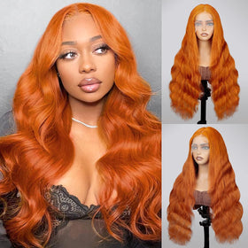 QZOQZO orange ginger wig lace front for easy glueless wear