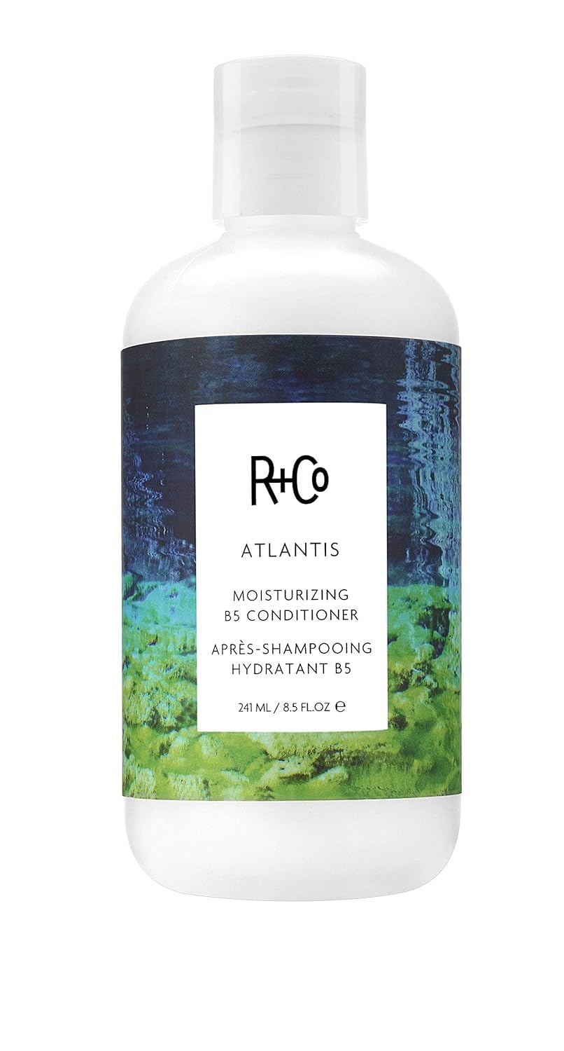 R+Co Atlantis Moisturizing B5 Conditioner bottle delivers deep hydration for dry hair.