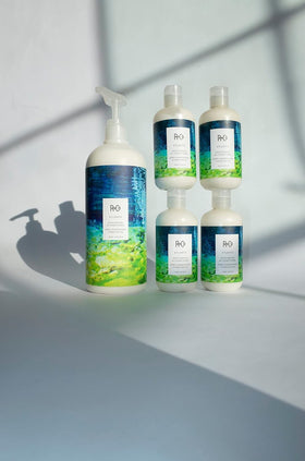 R+Co Atlantis label closeup highlighting moisture formula