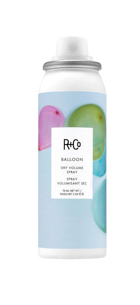 R+Co Balloon Dry Volume Spray travel bottle adds instant volume and texture.