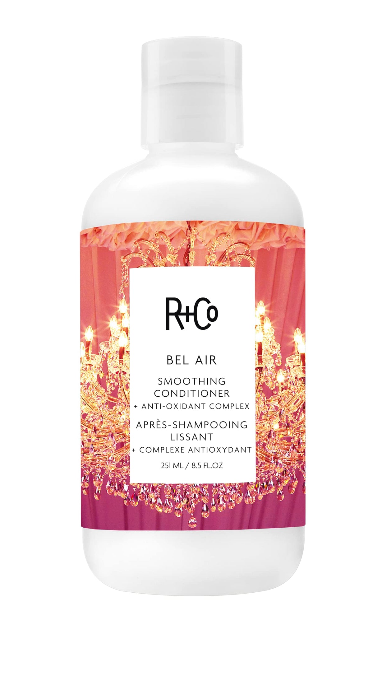 R+Co Bel Air smoothing conditioner bottle front for frizz control and shine.