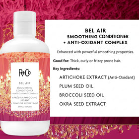 R+Co Bel Air smoothing conditioner studio shot emphasizing premium, sulfate-free formula.