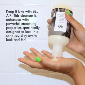 R+Co Bel Air smoothing shampoo lather creating a clean base and soft, manageable hair