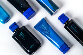 R+Co BLEU frizz control close-up on sleek strands.
