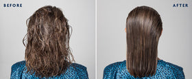 R+Co BLEU F-Layer Detangling Mist packaging showing product and usage.
