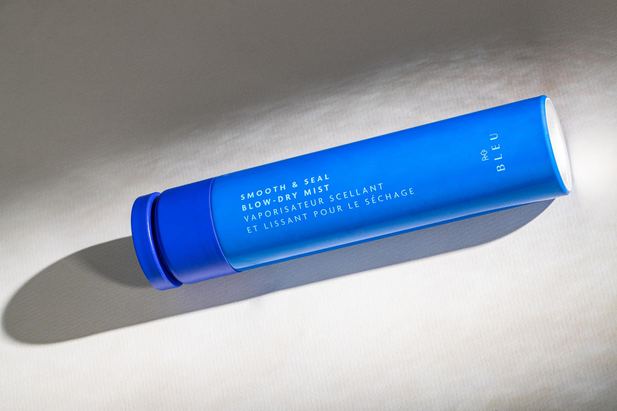 R+Co BLEU molecule complex swirl demonstrates strength and shine for smooth, humidity-resistant hair