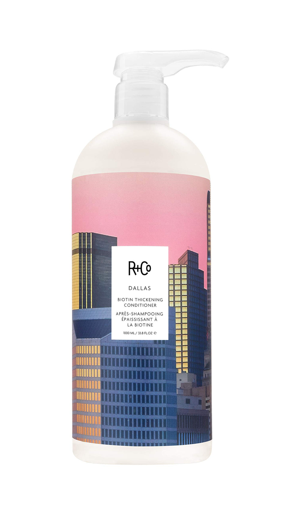 R+Co Dallas Biotin Thickening Conditioner bottle to boost body and shine