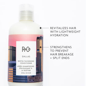 R+Co Dallas conditioner being applied to hair for fuller, smoother results