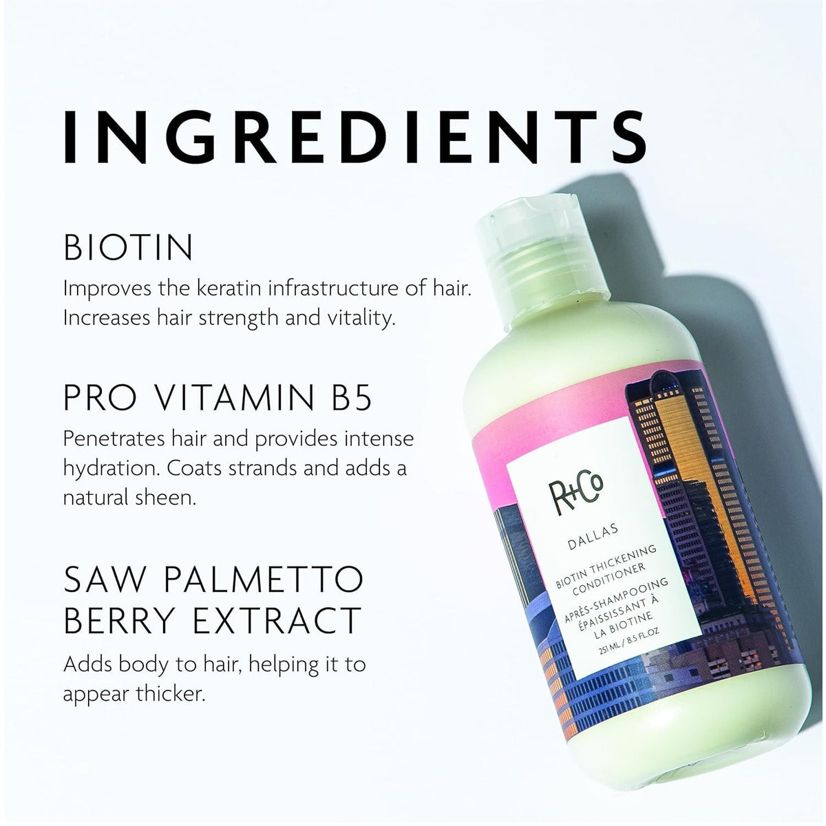 Dallas Biotin Thickening Conditioner providing shine on smooth hair