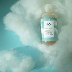 R+Co On A Cloud Baobab Repair Shampoo showcases moisture infusion for nourished strands.