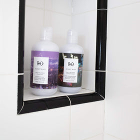 R+Co Sunset Blvd conditioner tube delivering hydrating care for gray hair.