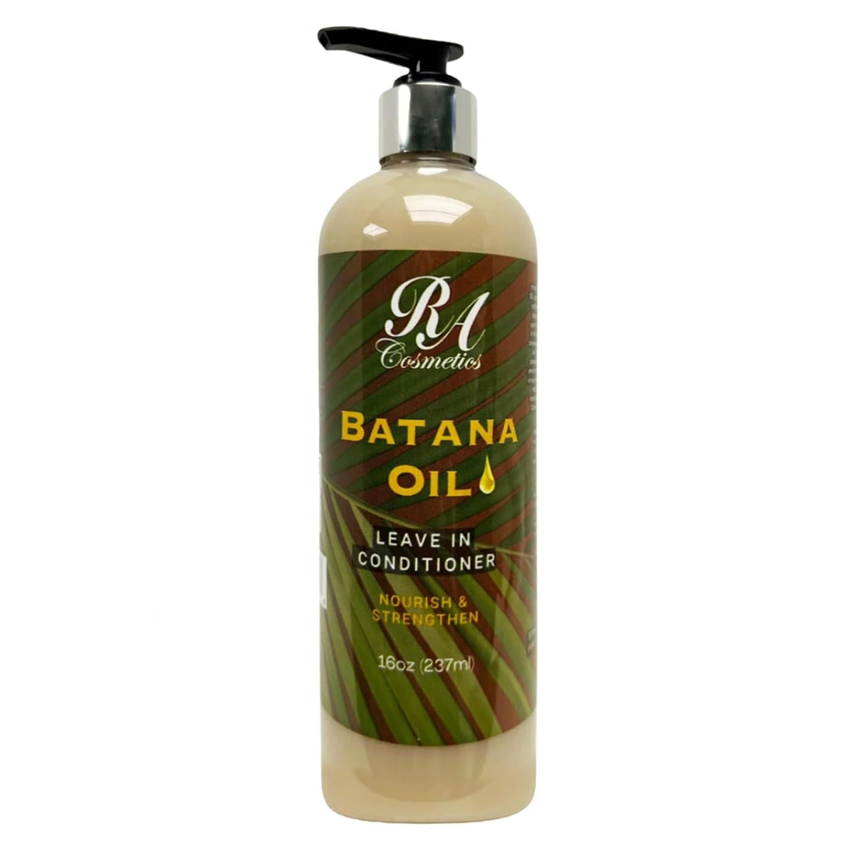 RA COSMETICS Batana Oil Leave-In bottle highlighting nourishing formula for stronger, shinier hair.