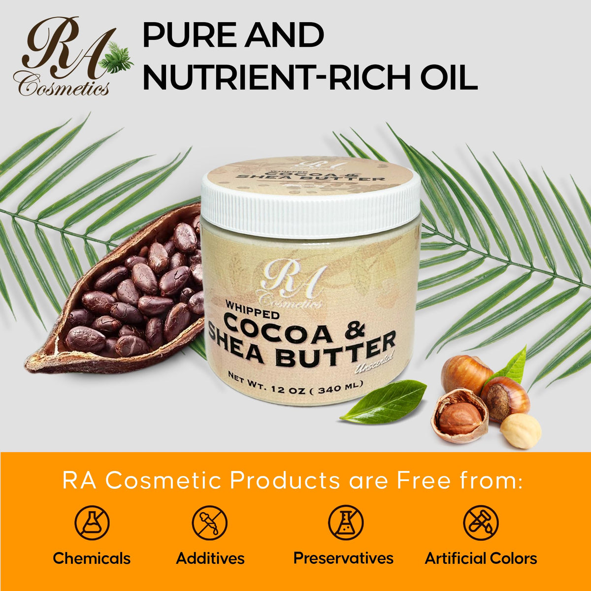 Dry skin hydration demonstrated by RA COSMETICS butter after application.