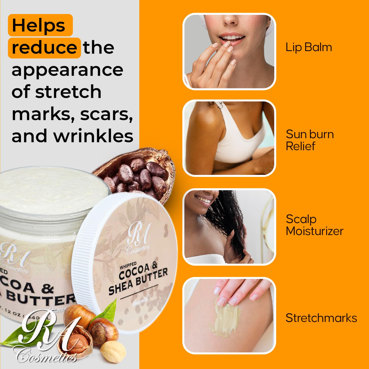 Leave-in hair application using RA COSMETICS butter for smoother ends.