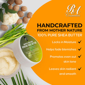 RA COSMETICS Ghana-origin shea butter texture closeup shows rich cream.