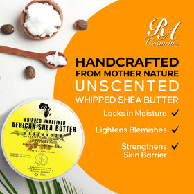 RA COSMETICS vitamin E and F enriched shea butter supports radiant skin and hair conditioning