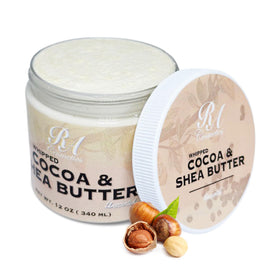 RA COSMETICS whipped cocoa and shea butter unscented jar for deep hydration.