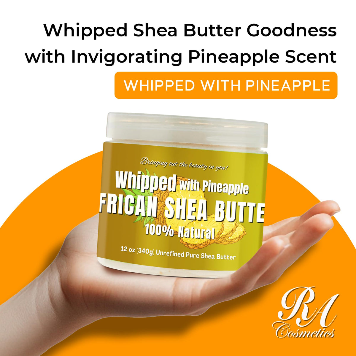 RA COSMETICS Whipped Shea Butter texture highlights easy absorption for dry skin.