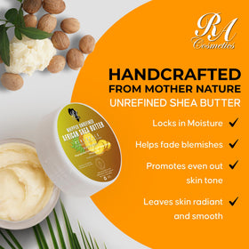 RA COSMETICS Whipped Shea Butter for hair demonstrates frizz control and shine.