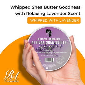 RA COSMETICS whipped-shea-butter lavender-texture close-up shows creamy hydration.