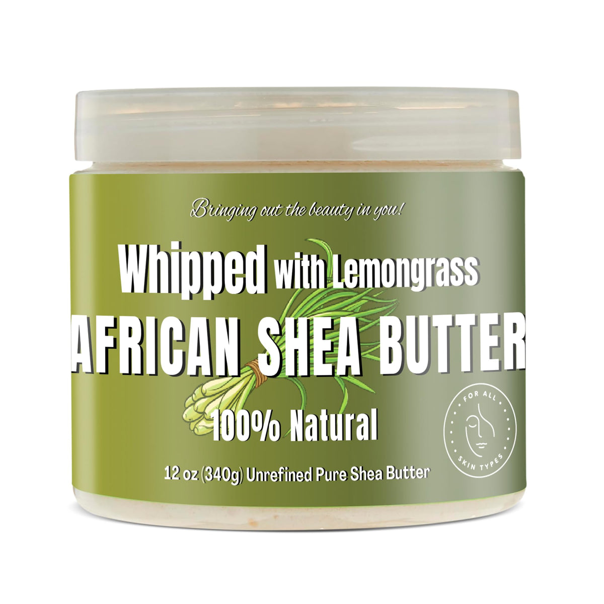 RA COSMETICS whipped shea butter lemongrass jar for luxurious hydration.