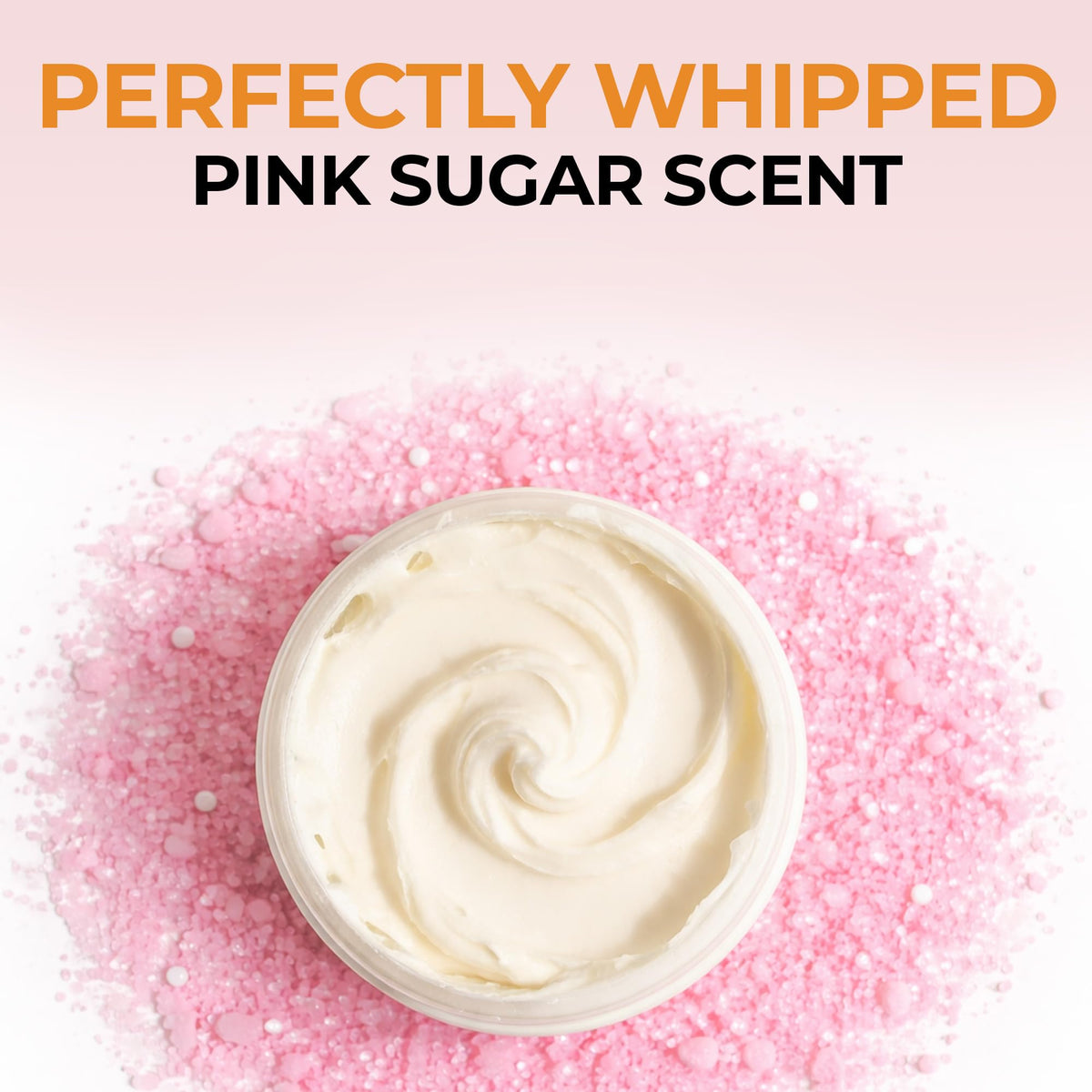 Pink Sugar fragrance rising from RA COSMETICS whipped shea butter.