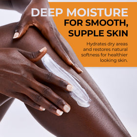 Elbows and heels nourished with RA COSMETICS whipped shea butter.