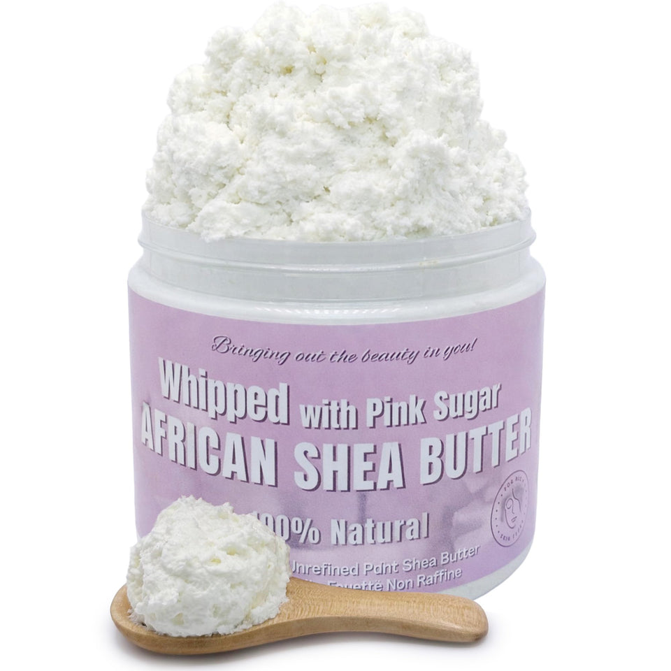 RA COSMETICS Whipped Shea Butter Pink Sugar jar ready for hydration.