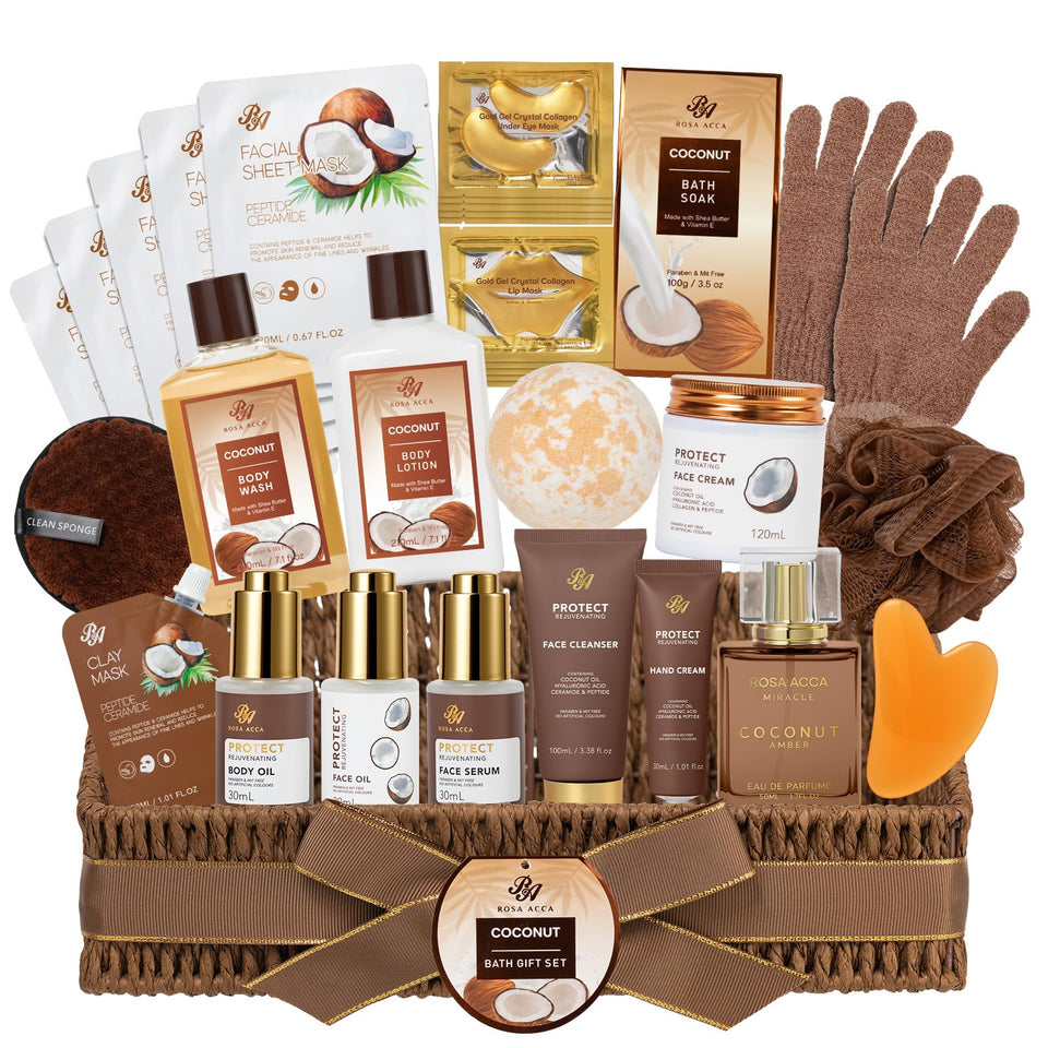 RA ROSA ACCA spa gift basket with premium skincare for gifting