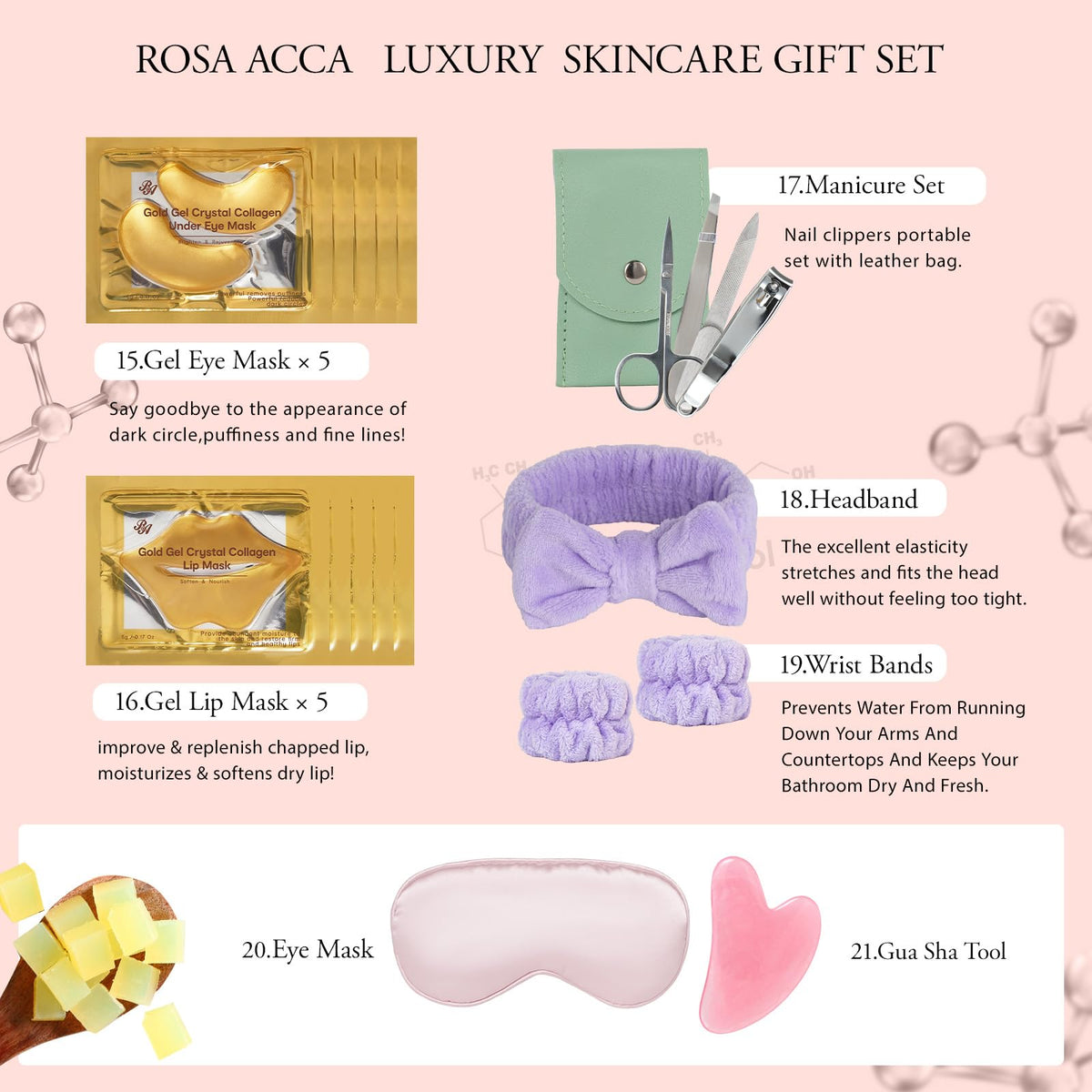 RA ROSA ACCA gua sha tool with masks for facial massage benefits