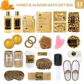 Leopard gift box close-up showcasing premium spa set by RA ROSA ACCA.